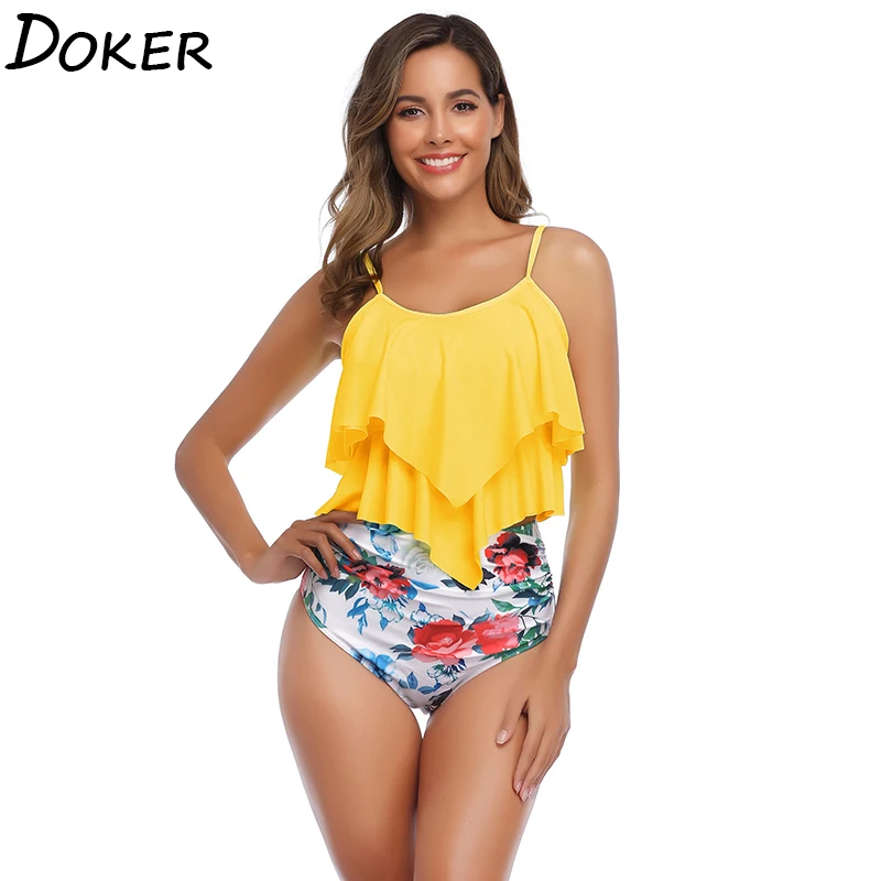 Лето 2020 комплект из двух предметов бикини с цветочным принтом купальный костюм