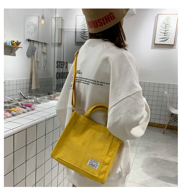 Student Female Bag Corduroy 2021 New Small Square Bag Japan and South Korea Ins Bag Trend Handbag Shoulder Bag