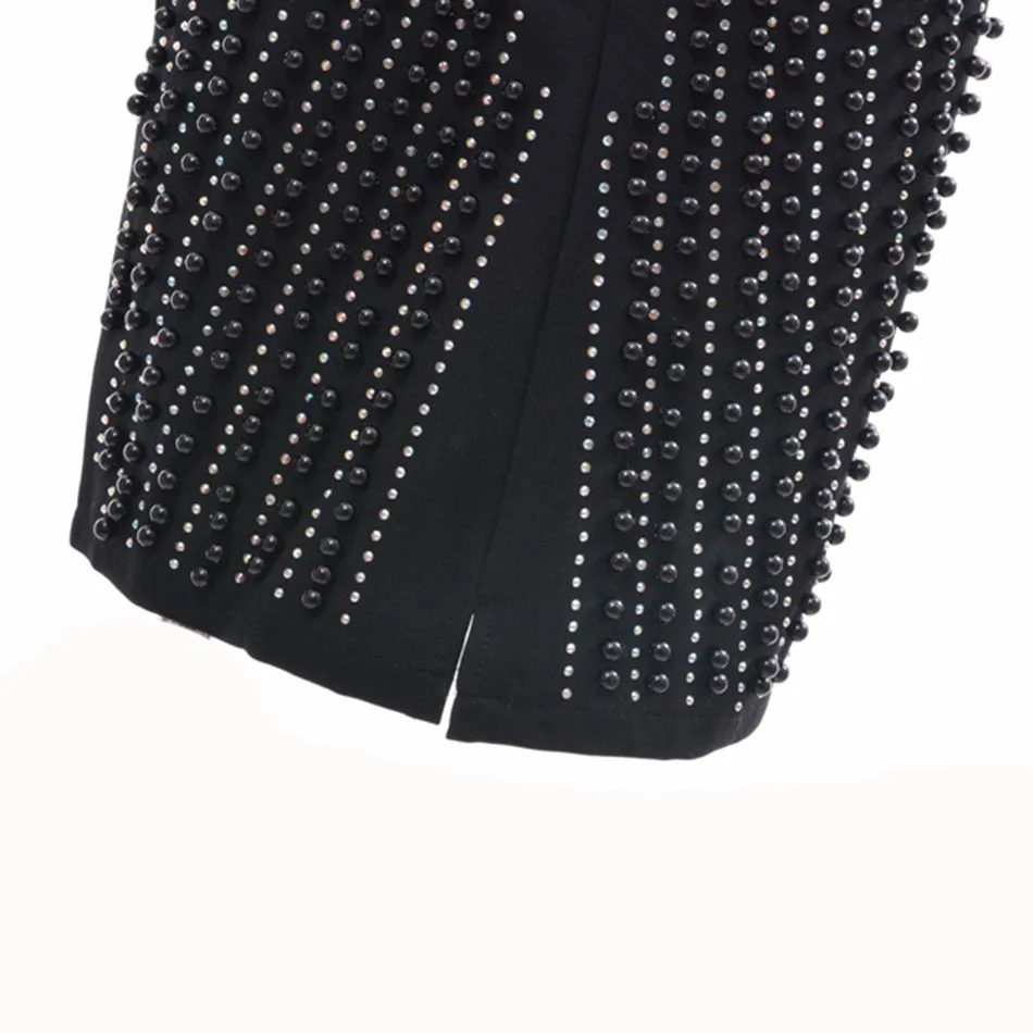 

2021 Mini Dresses Chic Sexy Sleeveless Turtleneck Beadings Women Dress Celebrity Evening Party Dress Vestidos