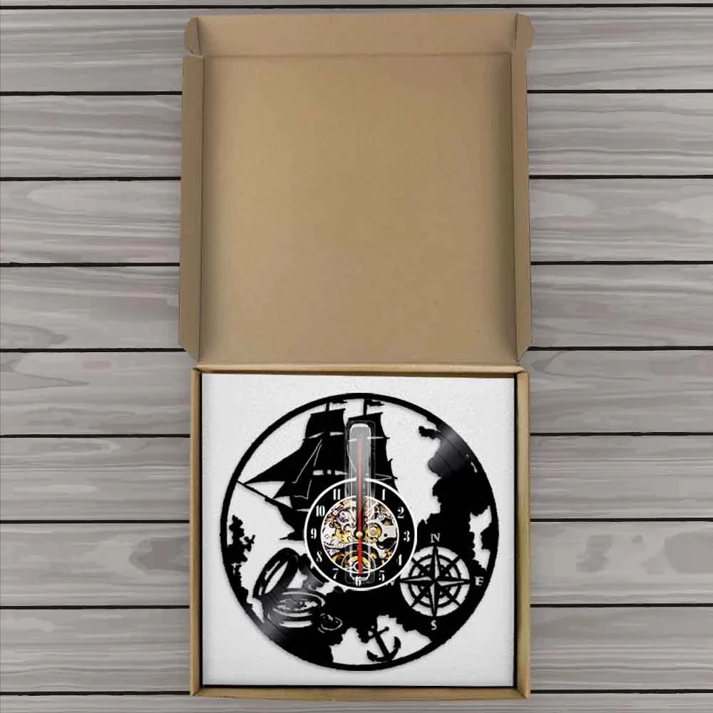 Настенные часы с виниловой парусной лодкой и навигацией винтажный светодиодный