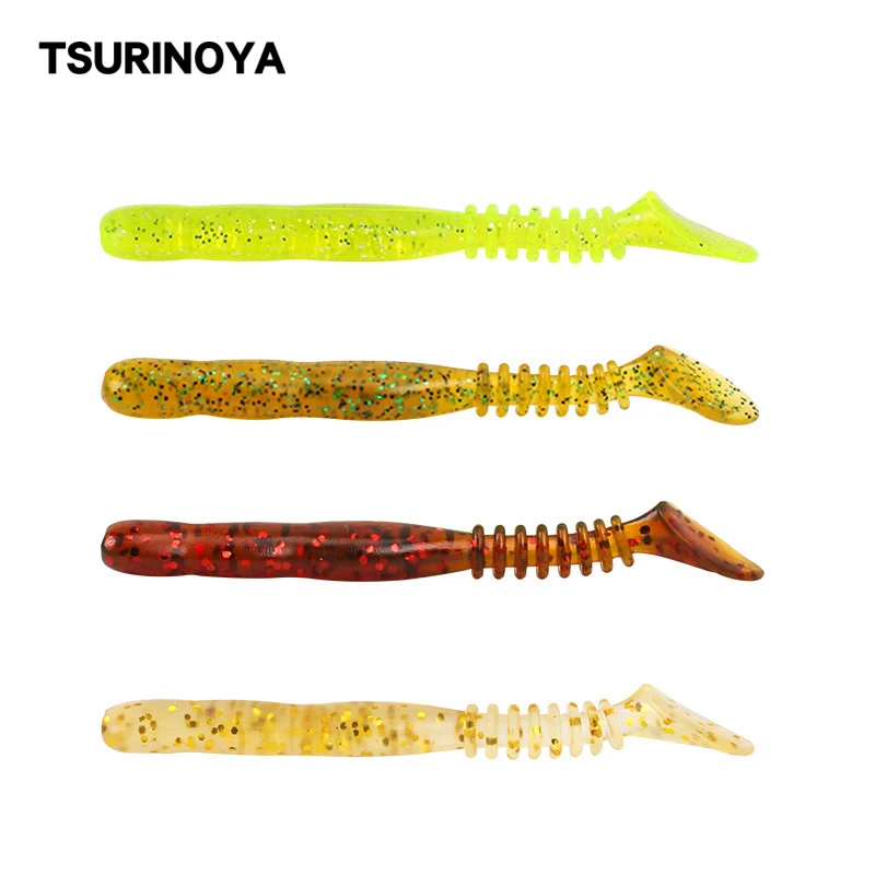 TSURINOYA для рыбалки приманки мягкие R32 70 мм 2 35g T хвост червь наживки искусственная