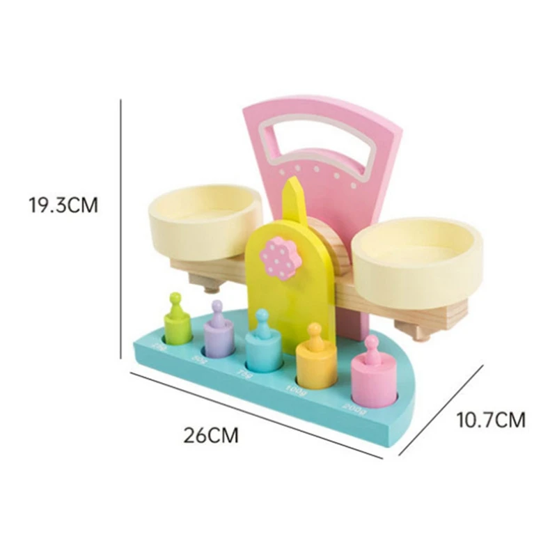 

Wooden Balance Scale Toy with Weights for Kids Early Education Learning Toys Children Measuring Playset
