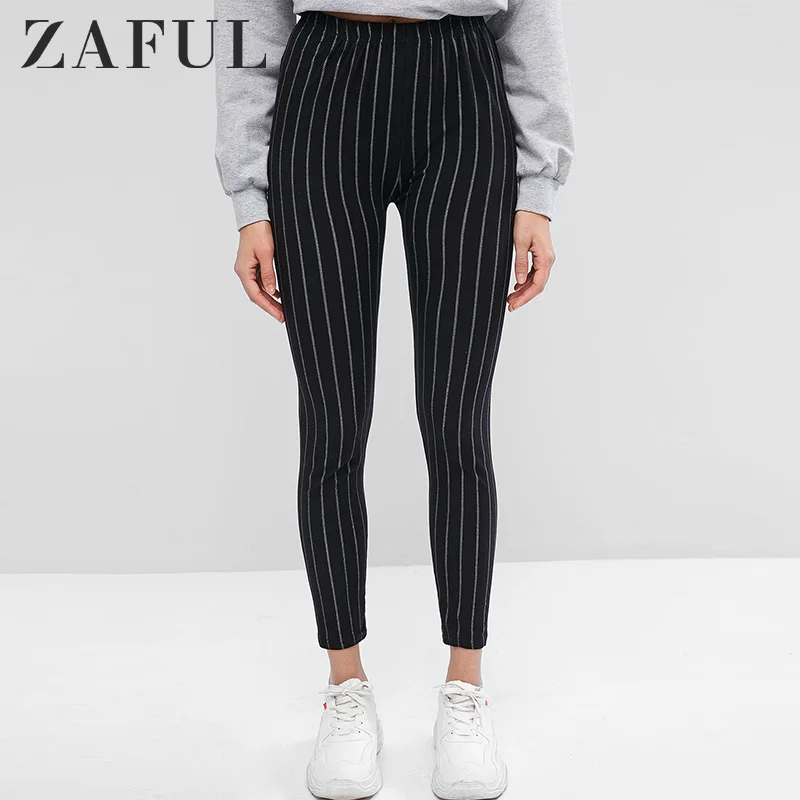 ZAFUL леггинсы в полоску с высокой талией 7/8 длина Женские повседневные
