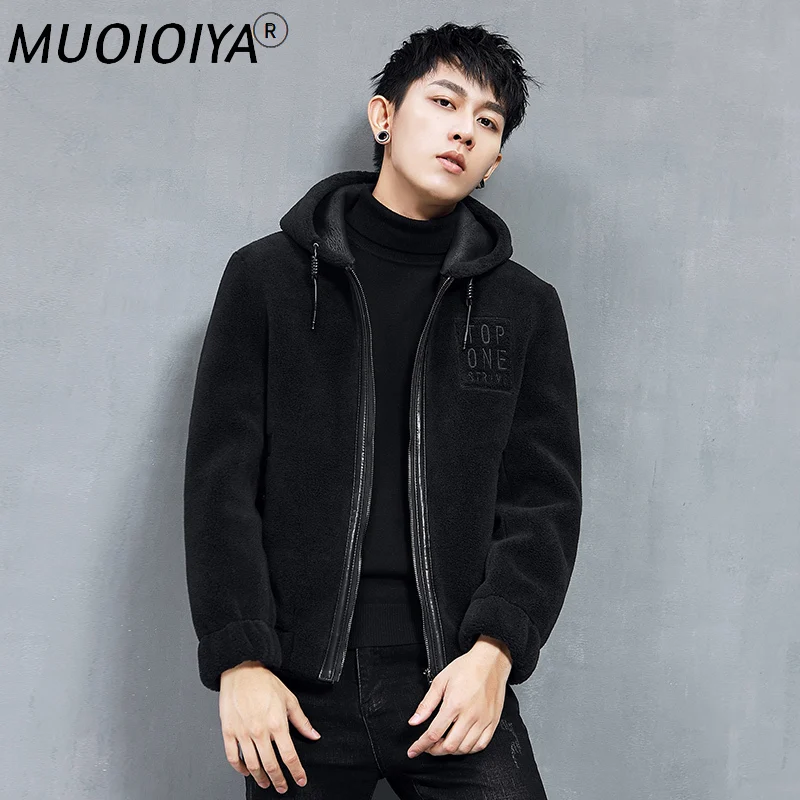 

MUOIOYIA Man Jacket Winter Jackets for Men Clothing 5XL Warm 100% Wool Fur Coat Hooded Parka Short Erkekler Parkas Ropa LXR833
