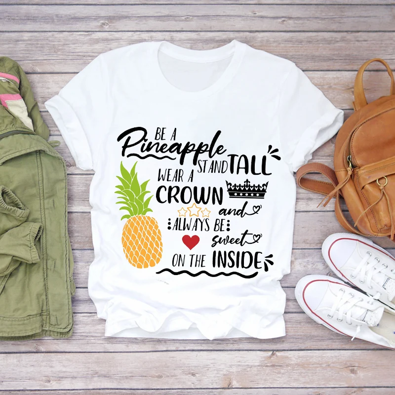 

Women Summer Pineapple Watercolor Fruit Womens Graphic Female Tee T-Shirt Cute Cartoon Lady T-shirts Top T Shirt