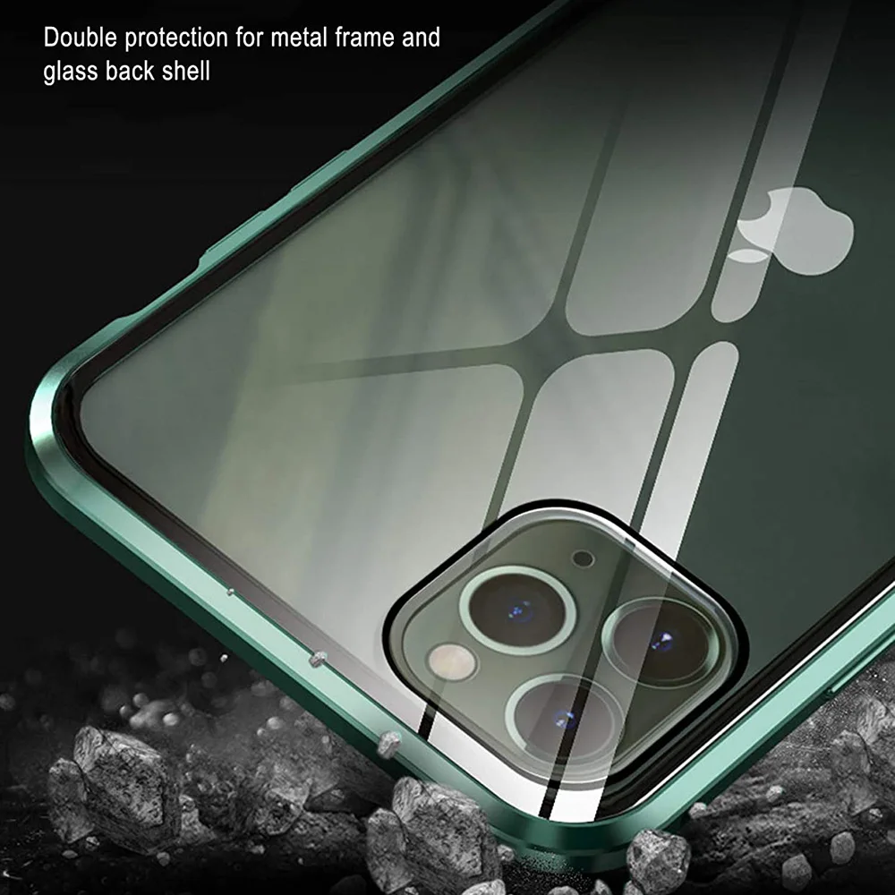 Закаленное стекло полное покрытие магнит телефон Прозрачный чехол для iPhone 11 Pro Max