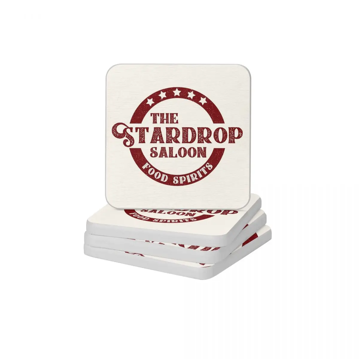 

The Stardrop Saloon Pub Stardew Valley Burgundy Diatomite Square Round Coaster Water Absorption Cup Bonsai Mat Soap Pad 10x10cm