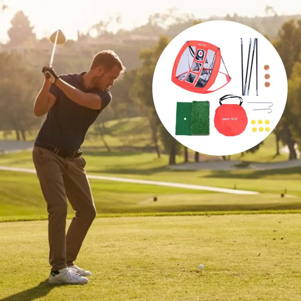 Online Golf Pratik Yonga Seti Taşınabilir Katlanabilir Hedef Net Destek Kutup + Kare Net + çim + PU Topu + Tee + Kanca + çanta Gitmek
