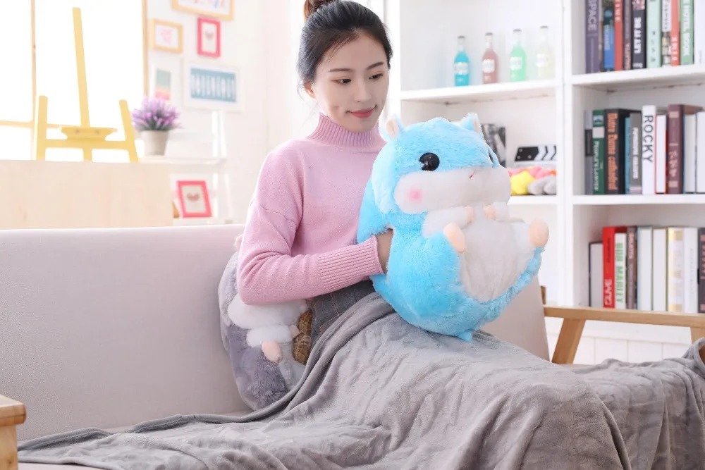 Прямая поставка Peluches хомяк плюшевые животные мягкая игрушка хомячок с покрывалом Подушка 3 в 1 Набор для детей