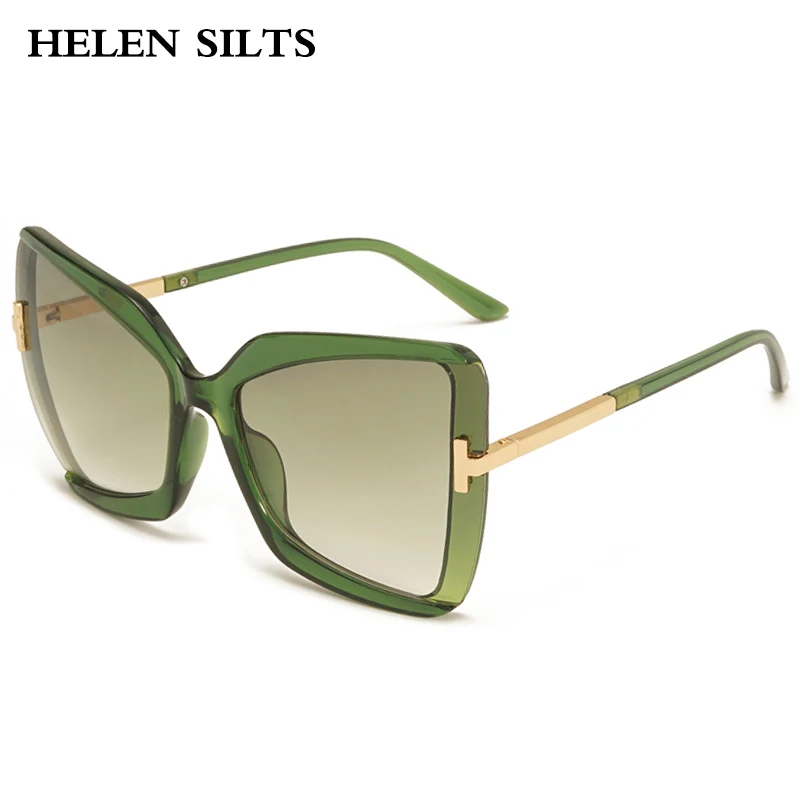 Солнцезащитные очки мужские и женские, большие, кошачий глаз, в винтажной полуоправе, в стиле панк, UV400, H139