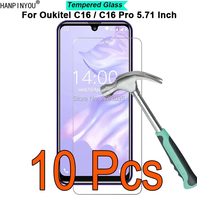 

10 Pcs/Lot For Oukitel C16 / C16 Pro 5.71" 9H Hardness 2.5D Ultra-thin Toughened Tempered Glass Film Screen Protector Guard