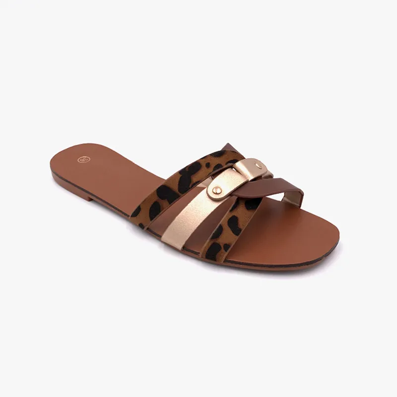 

2020 New Summer Women Beach Slipper Ladies Leopard Flip Flops Flat Shoes Summer Outsides Female Slip On Slides