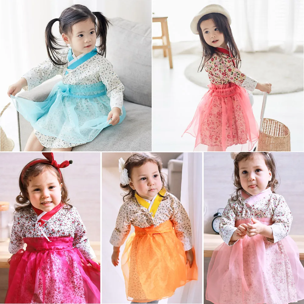 

Новинка весна-лето 2021, традиционное корейское платье Hanbok для девочек, детская одежда с длинным рукавом