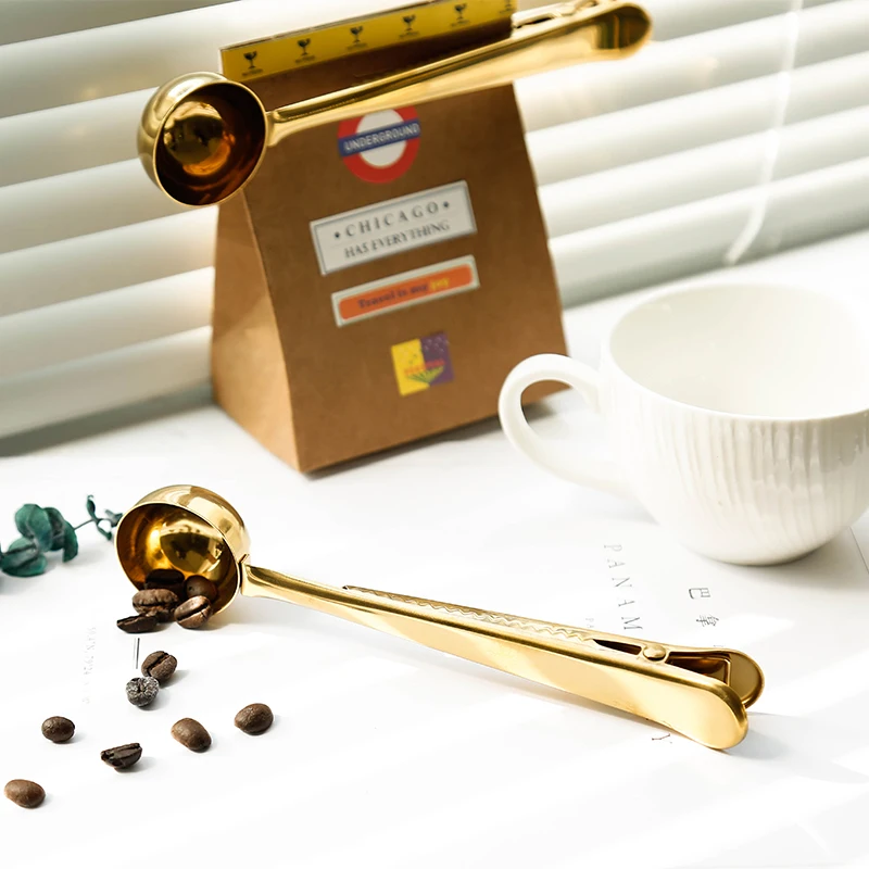 

Multifunction Stainless Steel Coffee Scoop With Clip Coffee Tea Measuring Scoop Cup Ground Kitchen Tools Metal Spoon Baking