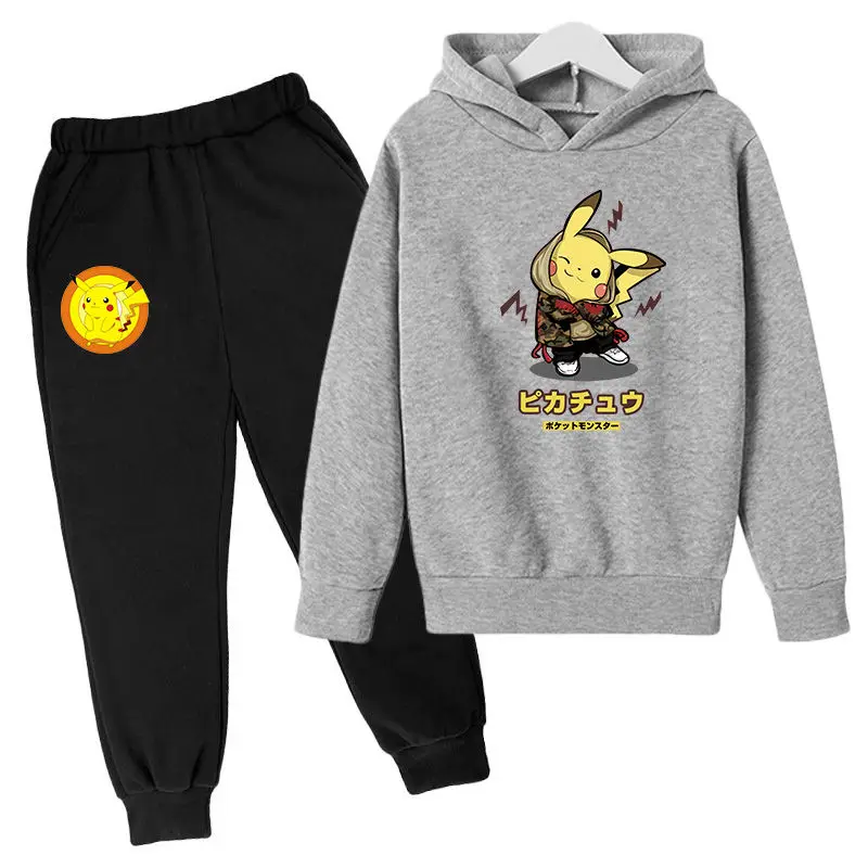 

Autumn Children's Hoodie Pikachu Hoodie Baby Girl Clothes Anime Pokmon Boy Set Boy Jogging Sweatshirt Girl Set Kids Gift 4T-14T