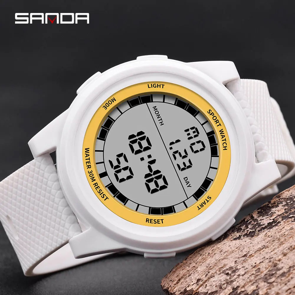 Часы наручные SANDA мужские сверхтонкие цифровые водонепроницаемые ультратонкие
