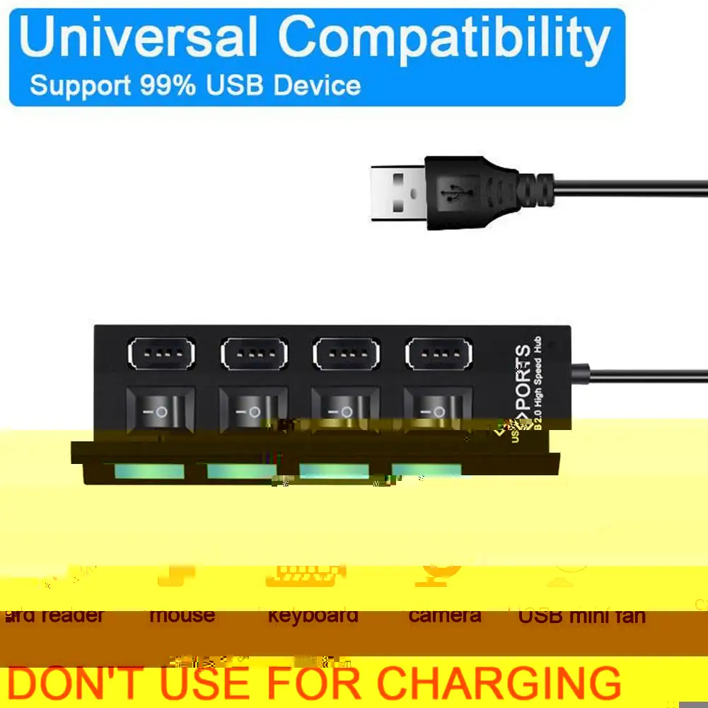 

USB Hub 7 Port USB 2.0 Hub Splitter With ON/OFF Switch Hab USB High Speed Accessories For PC 5Gbps Multi Computer B0E0