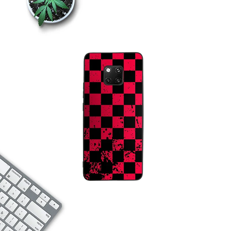 Силиконовый мягкий чехол для Huawei Mate 20 30 P20 P30 Pro Lite Honor10 красная черная мозаика