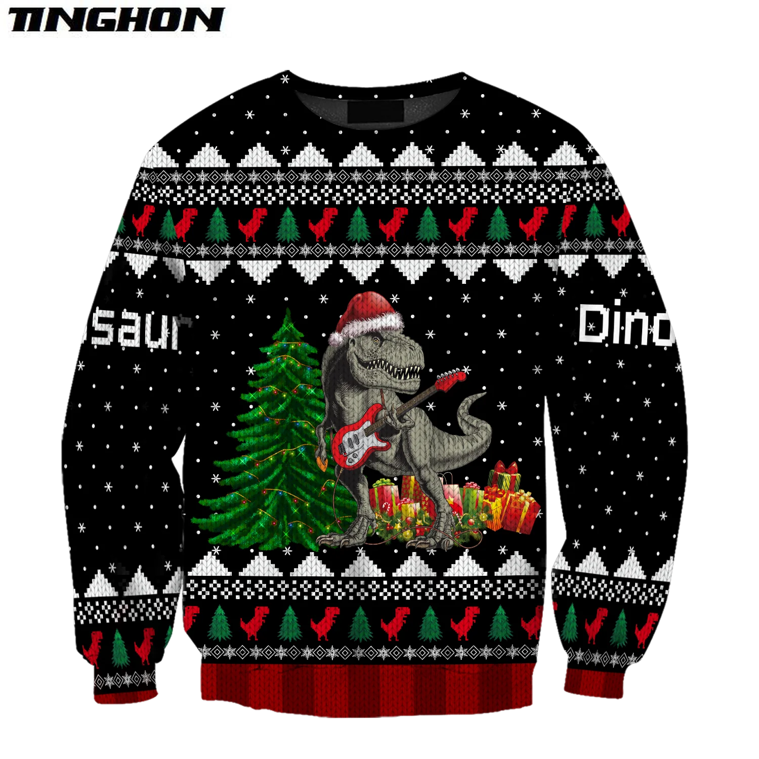 Осенняя мужская толстовка с 3D принтом динозавра Счастливого Рождества унисекс