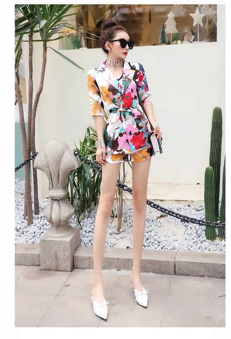

RoseDiary Summer Fashion Women's Sets 2 pieces Sets Double Breasted Coat and Mini Shorts Summer Casual Street 2 pcs Sets plus XL
