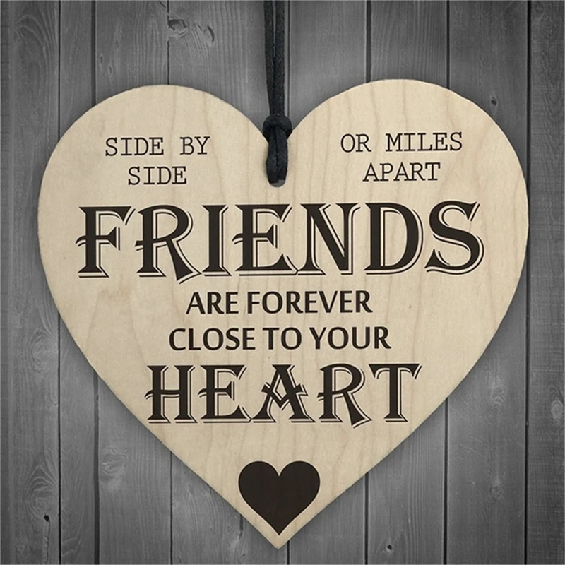 

Printed With Love Information Plaque For Friends Wooden Hanging Heart Love Sign Christmas Tree Ornaments Keepsake Gift