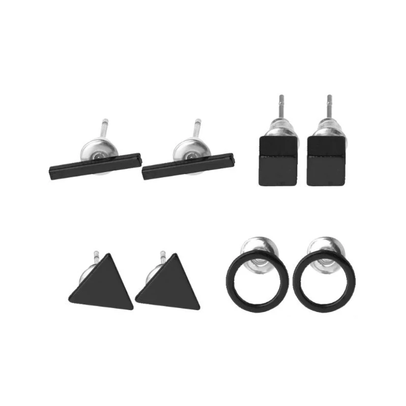 

4 Pair Minimalist Earings Fashion Jewelry 2020 Set Geometry Square Triangle Round Gold Color Kpop Earrings E-Girl Gift To Friend