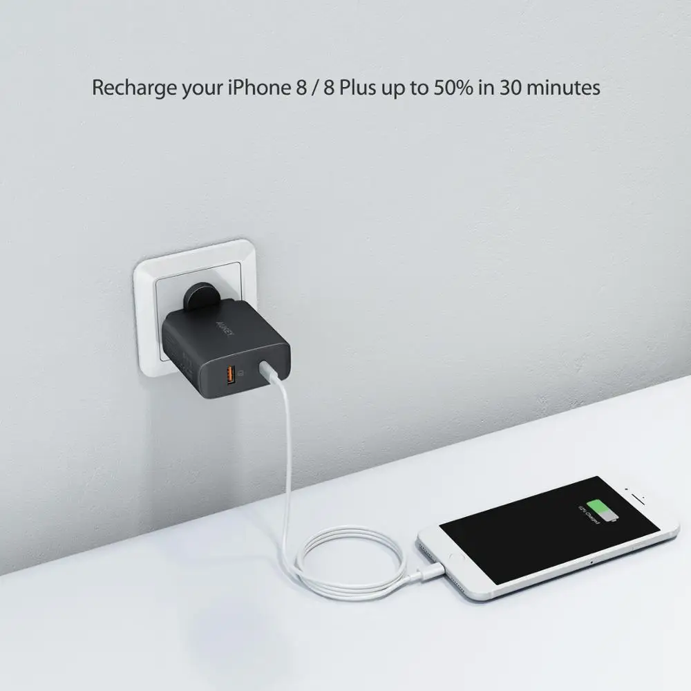 Зарядное устройство AUKEY UK Plug 48 Вт 3 0 мобильный телефон быстрая зарядка настенное