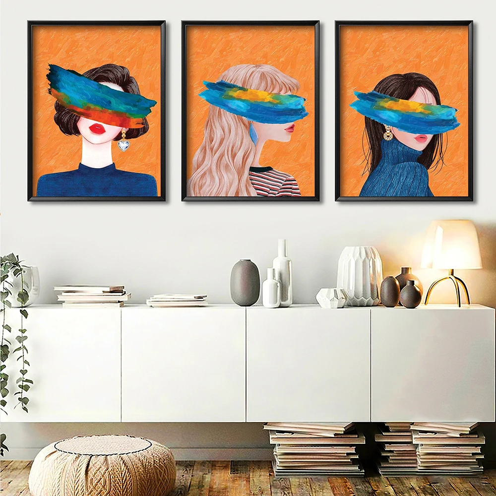 

Modern Female Abstract Portrait Print Poster Beige Woman Canvas Painting Nordic Fashion Wall Art Pictures For Living Room Decor