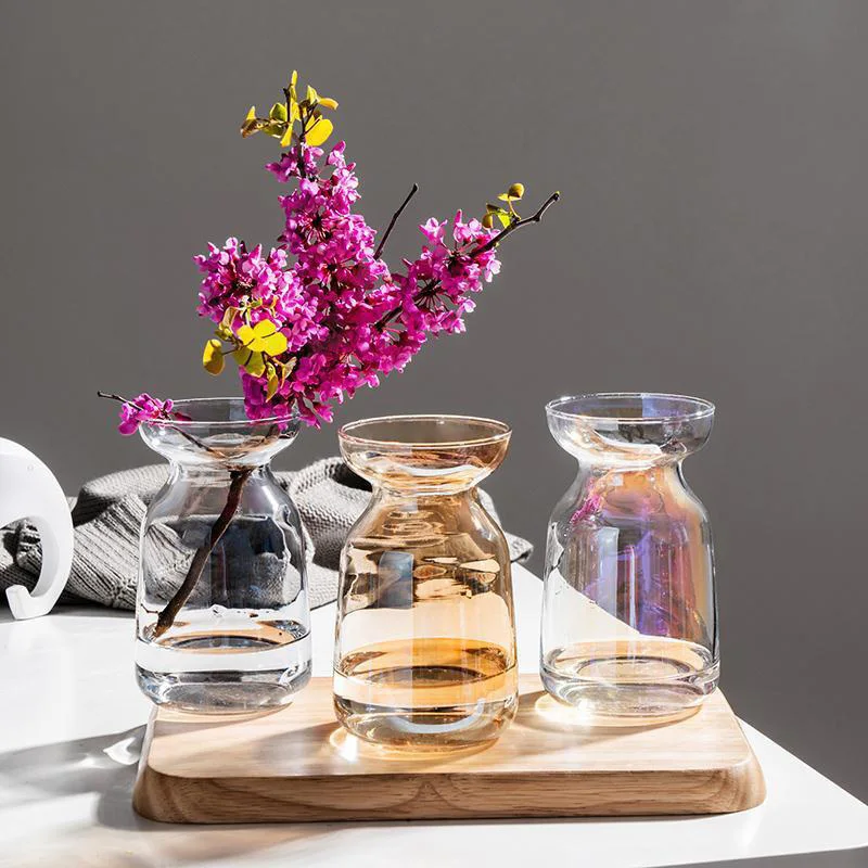 Цветочная ваза для украшения стола стеклянная гостиной настольные ручной работы