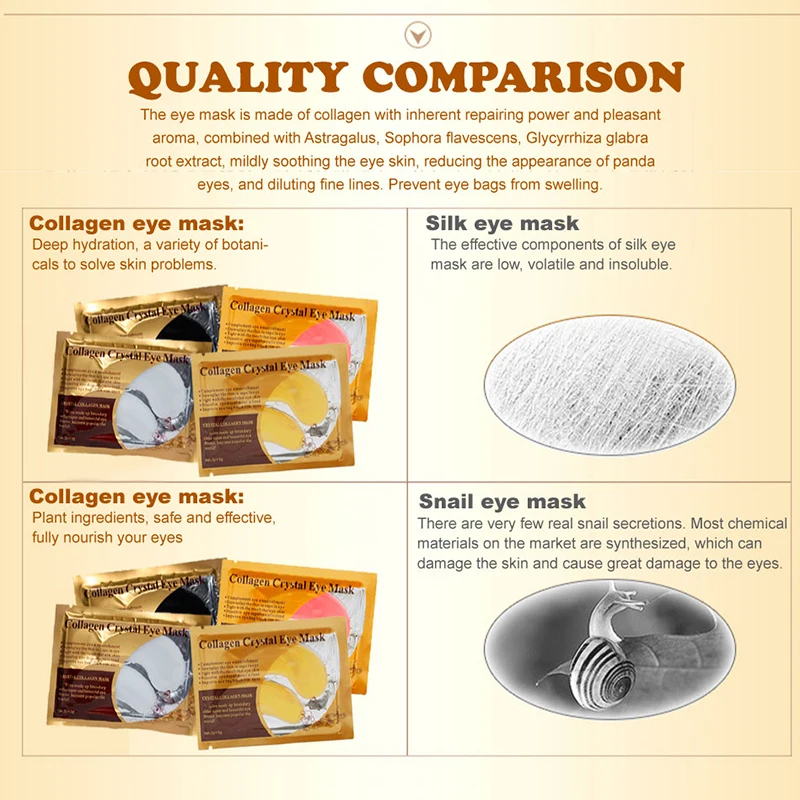 10 шт. Золотая коллагеновая маска для глаз увлажняющая против темных кругов