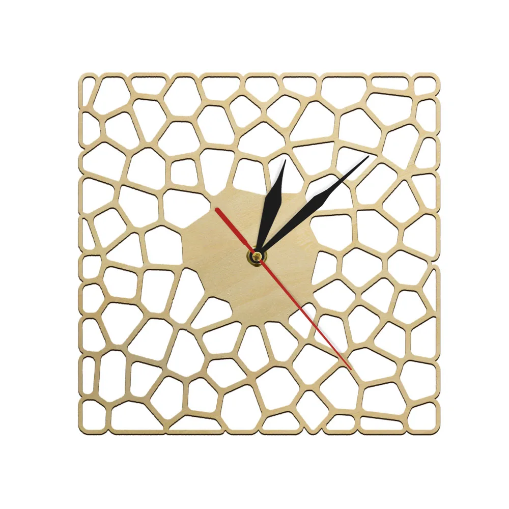Pebbles Desings Wooden Wall Clock Abstract Style Industrial Decor Hanging Quiet Sweep Quartz Clock Wall Watch Housewarming Gift