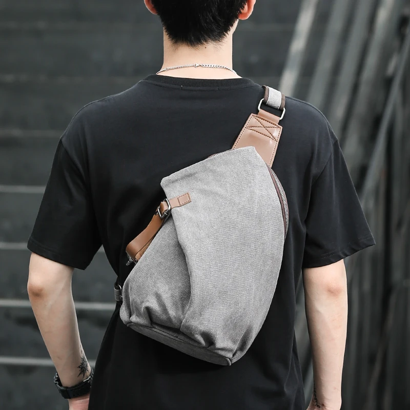 

Slant bag personality across one shoulder bag large capacity minimalist backpack tide multi-functional retro small chest bag