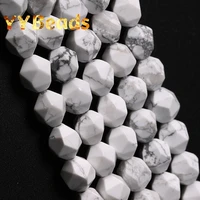 natural faceted white howlite turquoises beads loose spacer charm beads for jewelry making necklace bracelet for women 6 8 10mm