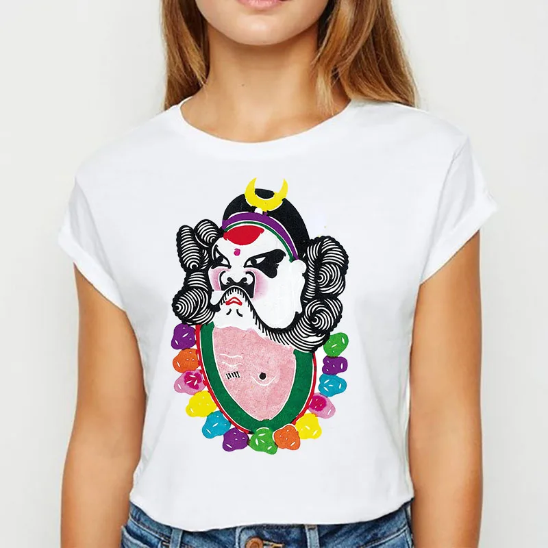 

Women Tumblr 90s Graphic Tee Cute T Shirts And Beijing Opera Summer Tops Female The Great Wave of Aesthetic T-Shirt