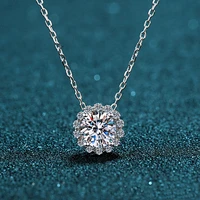 3carat round moissanite pendant necklace engagement wedding birthday gift for women solid 18k white gold