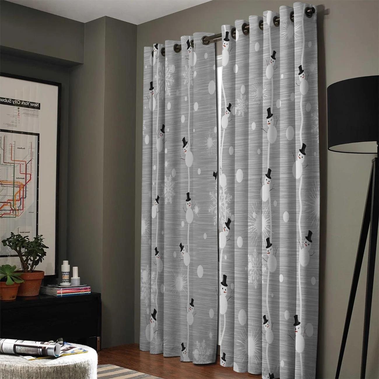 Серый Рождественский Снеговик в горошек оконные занавески балдахины Оконные