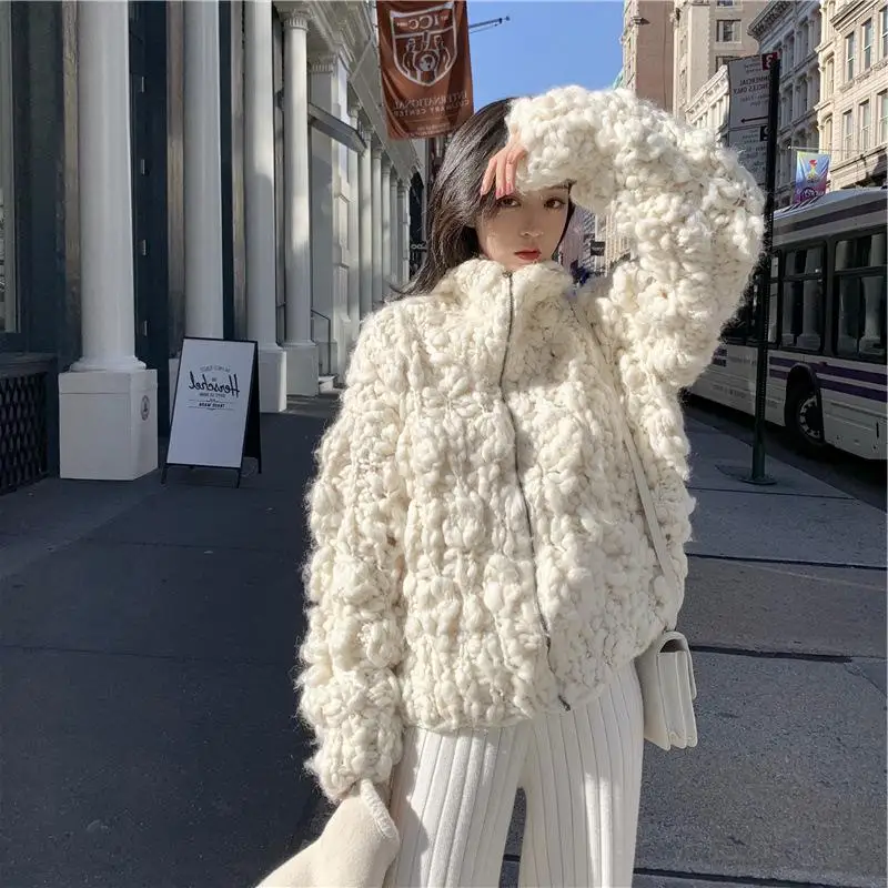 

Runway High Fashion Ladies Women Cardigans Coat 2021 New Clothes Thick Needle Super Thick Warm Oversize Sweater Zipper Jacket