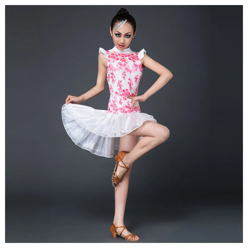 Новинка детское платье для латиноамериканских танцев кружевное