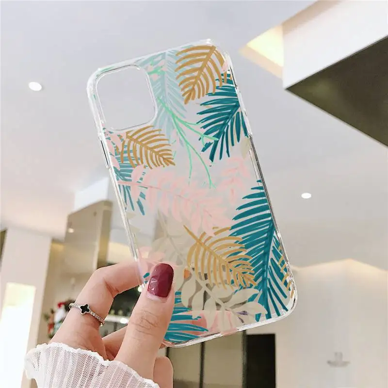 

flower Phone Case Transparent for iPhone 6 7 8 11 12 s mini pro X XS XR MAX Plus SE cover funda