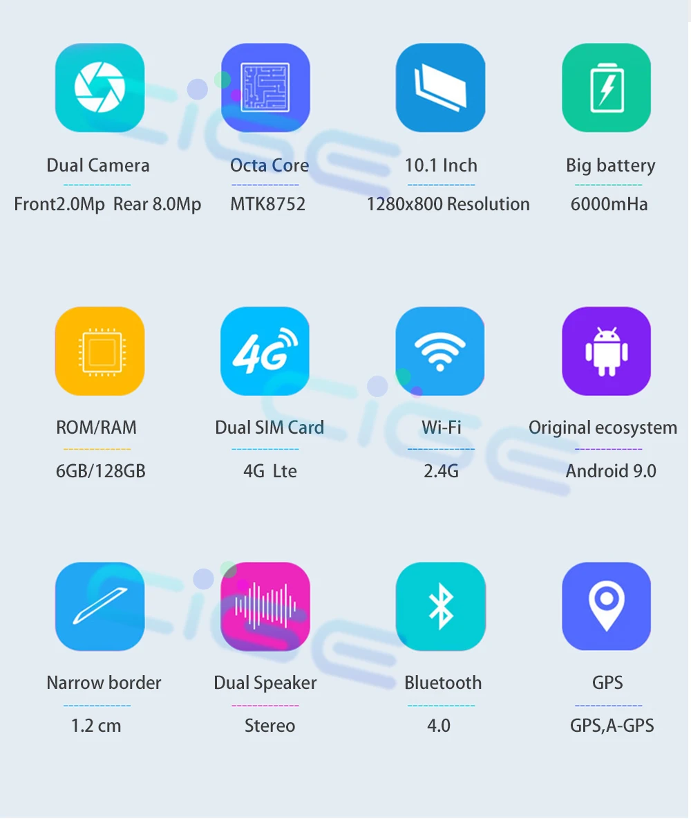 Mx960 дизайн 10,1 дюймов android 9,0 планшетный ПК 6 ГБ и 128 Гб Две sim-карты 1280*800 HD большой экран Двойная камера 8 ядер планшеты