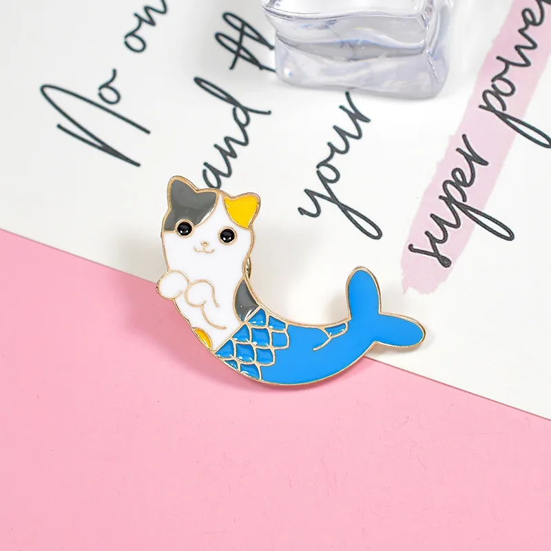 Милые Броши кошки в виде рыбьего хвоста с героями мультфильмов для женщин