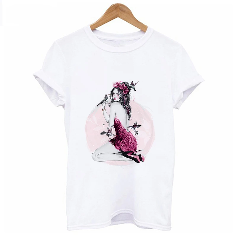 Sexy beauty Printed t shirt women 2019 New summer aesthetics Short Sleeve t-shirt White Thin section Hipster Tshirt Tops clothes | Женская
