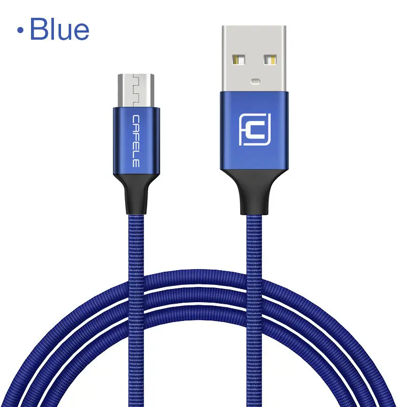 Cafele 2.4A Micro USB кабель для samsung Xiaomi huawei кабель синхронизации данных мобильный телефон зарядный кабель Android микро нейлоновый провод - Цвет: Синий
