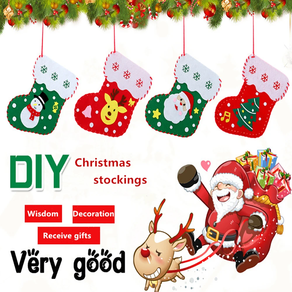 4 шт. рождественские чулки наклейки DIY Забавные куклы детские игрушки развивающие