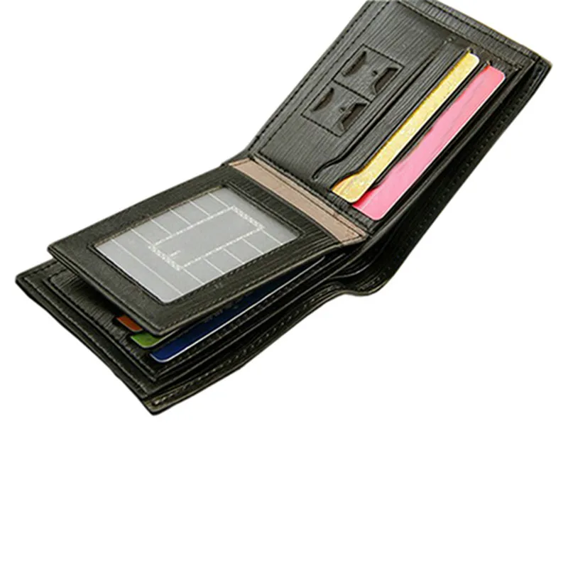 Мужской классический кожаный кошелек двойного сложения тонкий высокого