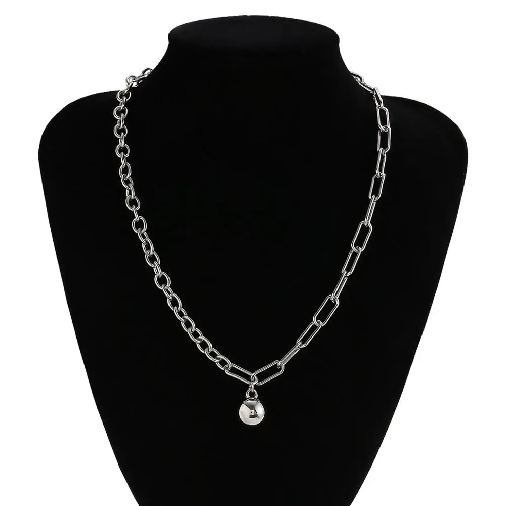

IngeSight.Z Steampunk Stainless Steel Choker Necklace Collar Simple Minimalist Small Ball Pendant Necklace for Women Men Jewelry