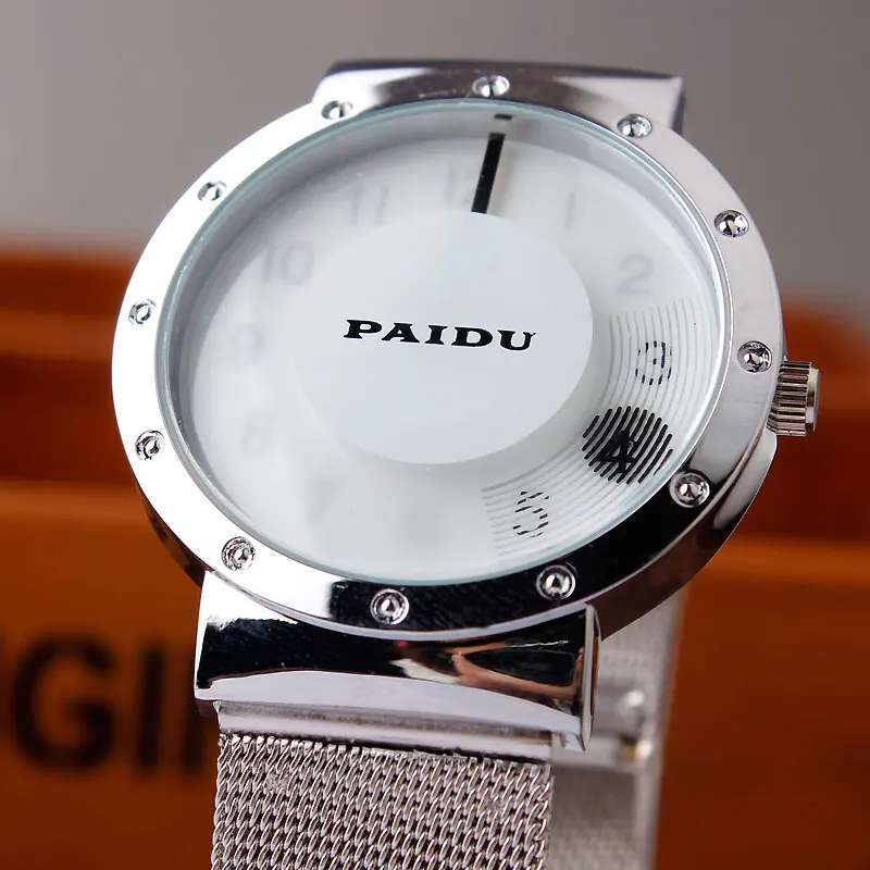 Часы наручные Paidu для мужчин/женщин простые черные/белые с металлическим