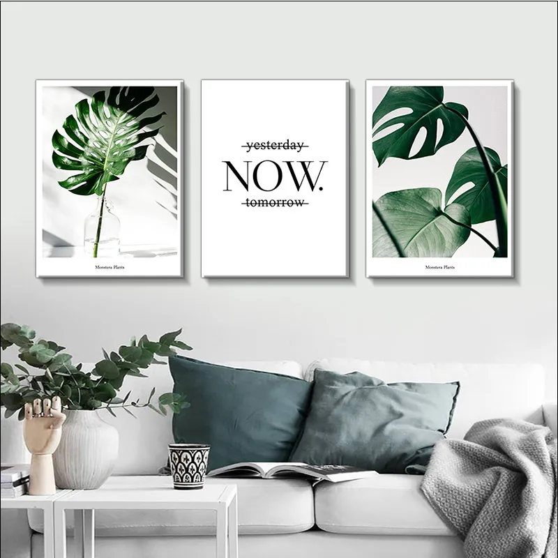 Плакат с зелеными растениями современная картина без рамы Простой холст
