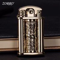 zorro creative retro kerosene rocker arm lighter personalized carving portable cigarette lighter ignition tool christmas gift