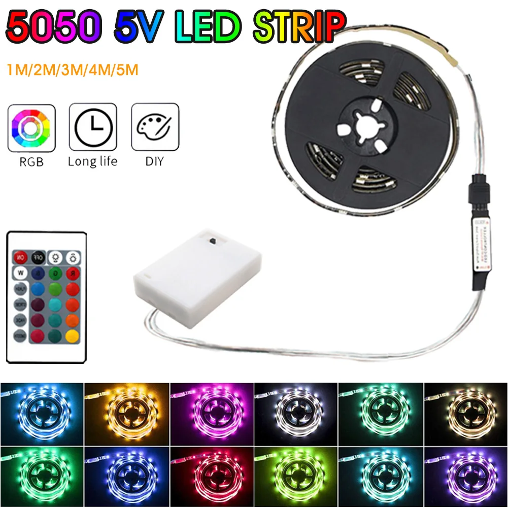 

LED Strip Lights Flexible Remote Control 5050 RGB LED Light Strips for Home Bedroom Ceiling Kitchen TV Party Decor DIY Tools